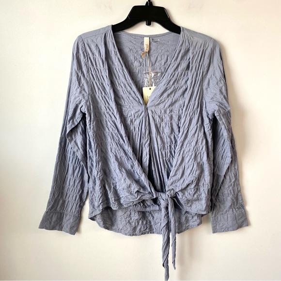 Elan Tops - Elan Tie‎ Front Top Dusty Blue S